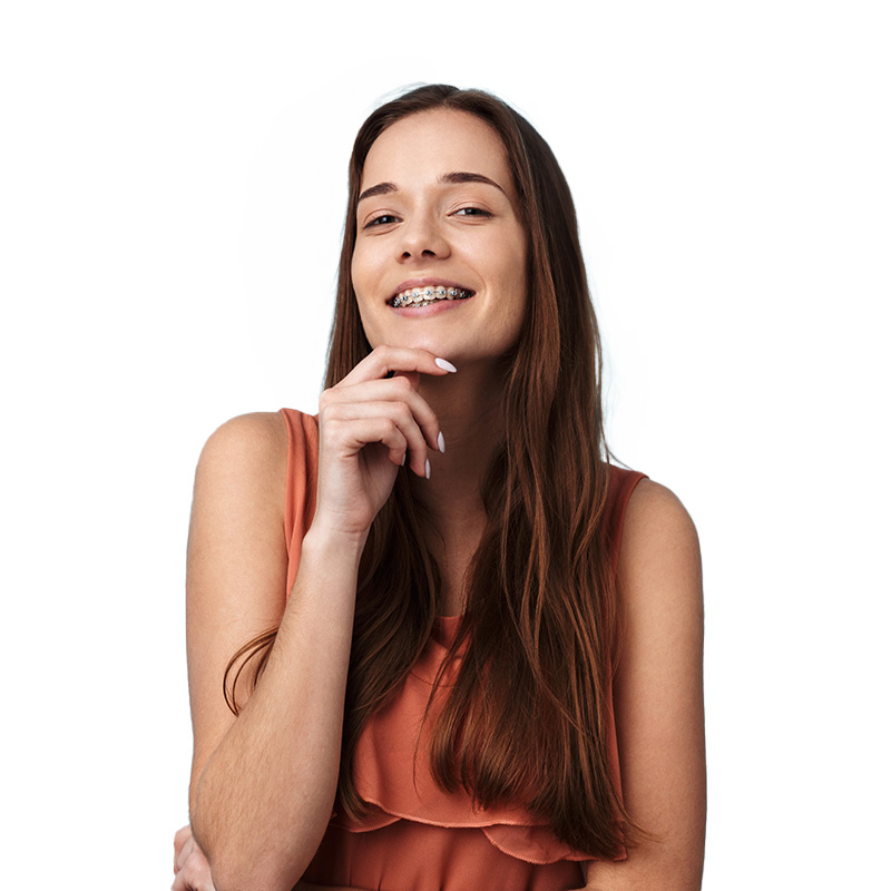 Girl with braces smiling